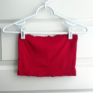 Topshop Red Strapless Crop Top – Cotton Tube Top – Size 4
